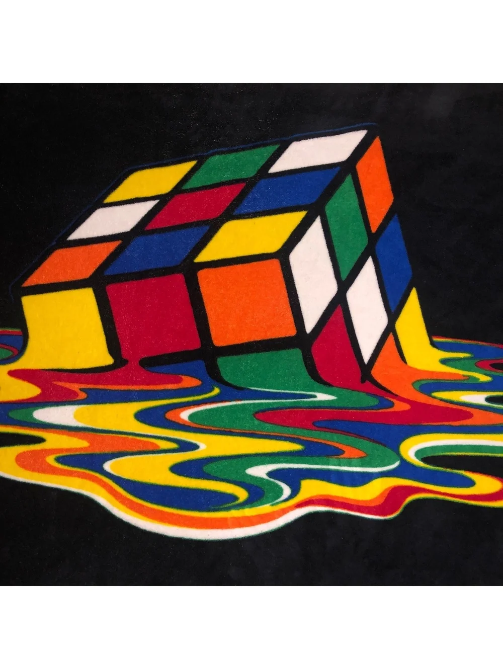 VINTAGE OFFICIAL Y2K RUBIK’S CUBE MELTING FLEECE THROW BLANKET RARE 42” x 60”